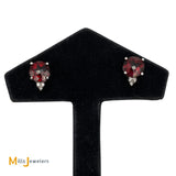10K White Gold 4.21cts Garnet 0.06cts Diamond Stud Earrings