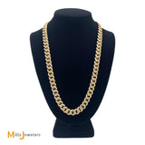 10K Yellow Gold 21.84ctw Diamond 11mm Cuban Link Chain Necklace 24 Inch