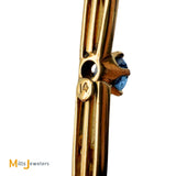 Vintage 14K Yellow Gold 0.28ct Blue Sapphire 0.05ctw Diamond and Pearl Lapel Pin