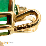 Signed 14K Yellow Gold 0.78ct Emerald and 0.025ct Diamond Slide Pendant