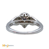 14K White Gold Pear Cut 1ctw Diamond Three Stone Halo Engagement Ring Size 5