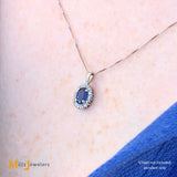 14K White Gold .5ct Blue Sapphire .18ctw Diamond Slide Pendant