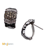 14K White Gold 1.08ctw Diamond Irradiated Black Brown Diamond Cluster Earrings