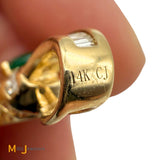 14K Yellow Gold 0.72ct Oval Emerald and 0.55ctw Diamond Slide Pendant