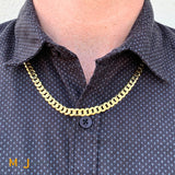 14K Yellow Gold 7mm Cuban Curb Link Chain 22 Inch