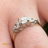 14K Yellow and White Gold 0.66ctw Diamond Engagement Wedding Ring Size 5.5