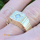 14K Yellow Gold Men's 0.90ctw Round Brilliant Diamond Band Ring Size 12.5