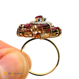 14k Yellow Gold 4.5ctw Ruby and 0.175ctw Diamond Spiral Cocktail Ring Size 9