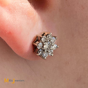 14K White Gold 0.76ctw Diamond Cluster Stud Earrings