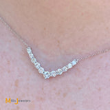 14K White Gold 0.90ctw Diamond V Necklace