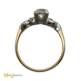 Vintage 14K Two-Tone Gold 0.72ct European Cut Diamond Solitaire 0.90ctw Engagement Ring Size 7.75