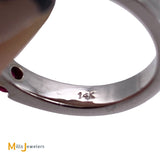 ADPG 14K White Gold 0.40cts Ruby 0.24cts Diamond Band Ring Size 4.75