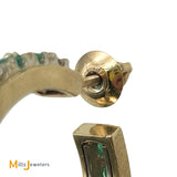 14k Yellow Gold 0.32ctw Diamond and 1.20ctw Emerald Hoop Earrings