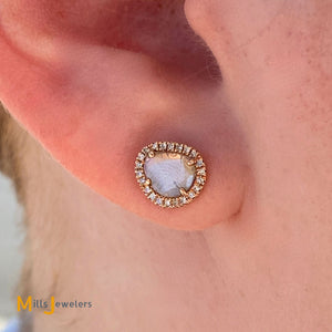 14K Rose Gold 0.35ctw Diamond Slice and Round Brilliant Diamond Stud Earrings