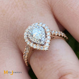 14K Two-Tone Rose White Gold Pear-Shaped 1ctw Diamond Engagement Ring Size 6.75