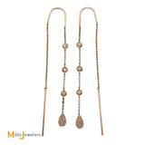 14K Rose Gold 0.31ctw Diamond Threader Teardrop Dangle Earrings