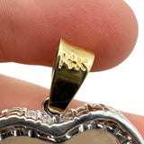 14K Two-tone Gold 20.37ct Australian Fire Opal and 1.08ctw Diamond Heart Pendant