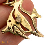 Signed CES 14k Yellow Gold Moorish Idol Fish Pendant