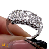 14K White Gold 2-Row 10-Stone 1.70ctw Diamond Band Ring Size 6.75