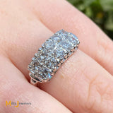 14K White Gold 2-Row 10-Stone 1.70ctw Diamond Band Ring Size 6.75