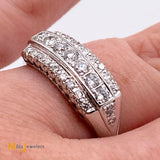 14K White Gold 1ctw 3-Row Diamond Band Ring Size 7.5