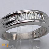 14K White Gold Baguette Channel Set Diamond Men's Wedding Band Size 9.75