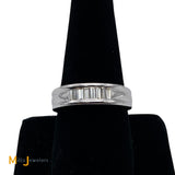 14K White Gold Baguette Channel Set Diamond Men's Wedding Band Size 9.75