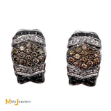 14K White Gold 1.08ctw Diamond Irradiated Black Brown Diamond Cluster Earrings