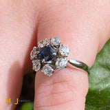 14K White Gold 0.54ct Sapphire 0.98cts Diamond Ring Size 3