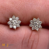 14K White Gold 0.76ctw Diamond Cluster Stud Earrings