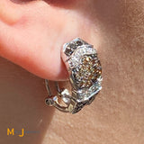 14K White Gold 1.08ctw Diamond Irradiated Black Brown Diamond Cluster Earrings