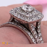 14K White Gold 1.13ctw Round Brilliant Diamond Wedding Ring Bridal Set Size 9.75
