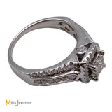 14K White Gold 1.04ctw Princess Cut and Round Brilliant Diamond Ring Size 6.75