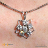 14K White Gold 0.96ctw Diamond Flower Pendant