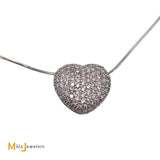 14K White Gold 1.07ctw Diamond Heart Slide Pendant with Milros Italian Necklace