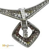 Vintage 14K White Gold 2.21ctw Diamond Geometric Drop Necklace