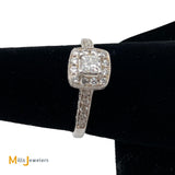 14K White Gold 0.55ctw Princess Cut Diamond Halo Engagement Ring Size 6.5