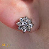 14K White Gold 0.76ctw Diamond Cluster Stud Earrings