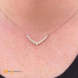 14K White Gold 0.90ctw Diamond V Necklace