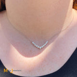 14K White Gold 0.90ctw Diamond V Necklace