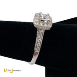 14K White Gold 0.55ctw Princess Cut Diamond Halo Engagement Ring Size 6.5