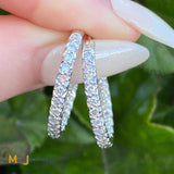 14K White Gold 1.32ctw Natural Diamond Half Inside Out Hoop Earrings 22mm