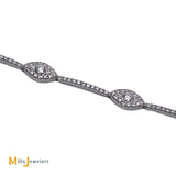 Shy Creation 14K White Gold 1.27ctw Diamond Bar Link 7-Station Bracelet