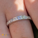 14K White Gold Princess Cut 0.96ctw Diamond Band Ring Size 7.5