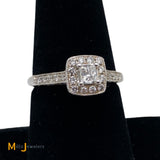 14K White Gold 0.55ctw Princess Cut Diamond Halo Engagement Ring Size 6.5