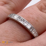 14K White Gold Princess Cut 0.96ctw Diamond Band Ring Size 7.5