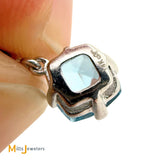 14K White Gold 1.3ctw Aquamarine and 0.04ctw Diamond Dangle Earrings