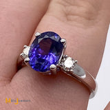 14K White Gold 2.61ct Tanzanite 0.28cts Diamond Ring Size 6.5