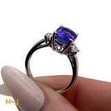 14K White Gold 2.61ct Tanzanite 0.28cts Diamond Ring Size 6.5