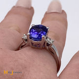 14K White Gold 2.61ct Tanzanite 0.28cts Diamond Ring Size 6.5